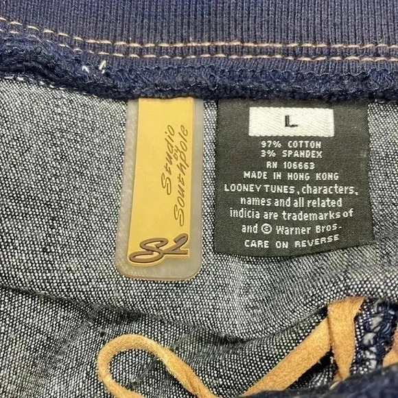 South Pole Vintage Looney Tunes Bugs Bunny Y2K Suede Accent Blue Denim Skirt - Picture 4 of 4